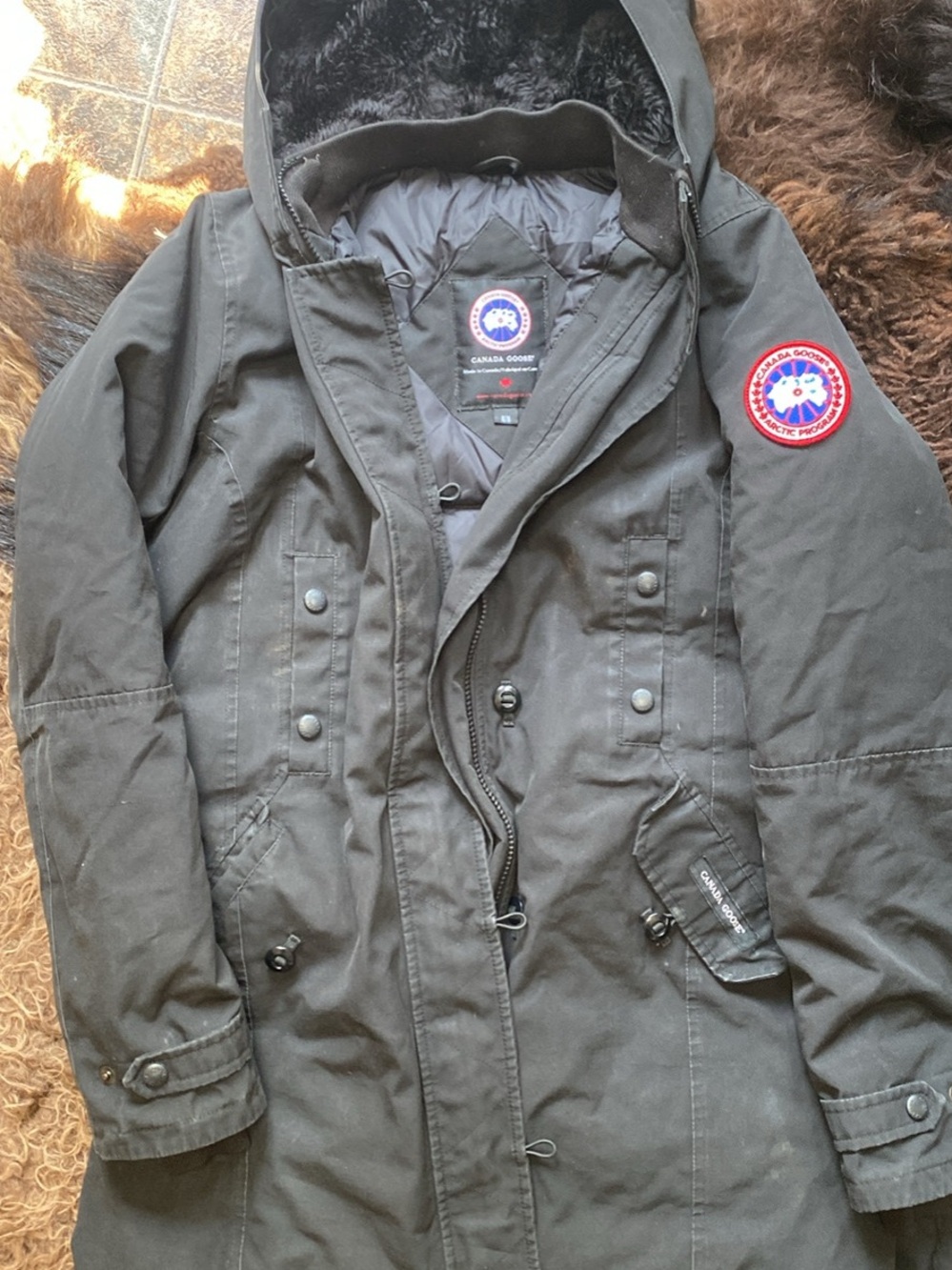 Canada Goose Black Military-Style Parka with Hood